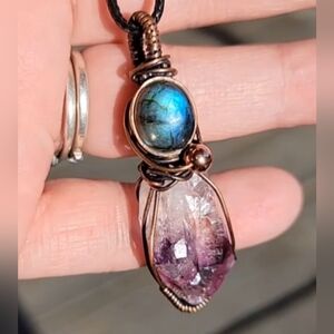 Amethyst w/ Labradorite Pendant Necklace